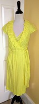 J.CREW Lemon Yellow Ruffled Linen Lined Summer Wrap Dress w/ Side Tie (0... - $29.30