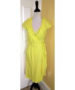 J.CREW Lemon Yellow Ruffled Linen Lined Summer Wrap Dress w/ Side Tie (0... - $40.07 CAD