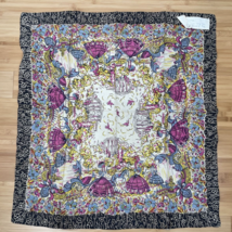Antique Victorian Style Park Scene Scarf 28.5x30 Dress Horse Carriage Co... - £37.40 GBP
