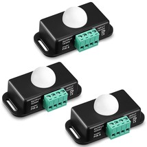 3 Packs 12 V 24 V Pir Sensor Adjustable Led C Black Infrared Motion Detector Bod - £21.93 GBP