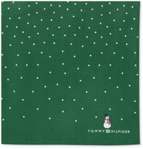 Tommy Hilfiger Handkerchief Square Pocket Scarf Silk Green Penguin Snowman - £54.78 GBP