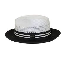 Men's Bruno Capelo Hollywood 2-Tone Straw Style Fedora Hat HW797 White/Black image 3