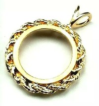 14K PENDANT/&#39;RARE Coin&#39; HOLDER/GOLD Rope Border Nos~Dual Bales~4.23g - £382.26 GBP