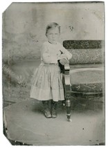 Tintype Photo - Young Boy in Dress - Dirty Image - Named on Back 1856-1890s - £6.85 GBP