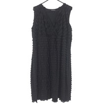 Fashion Bug Layered V-Neck Lettuce Hem Black Dress Size 2x - £23.29 GBP