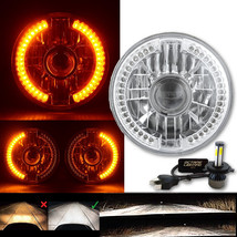 7&quot; Split Amber Halo Ring 6K 20/40w LED Motorcycle Projector Headlight Bu... - $64.95