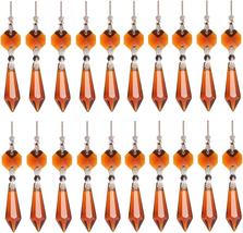 Longsheng 20Pcs Amber Crystal Chandelier Icicle Prisms Lamp Candelabra Replaceme - £10.86 GBP