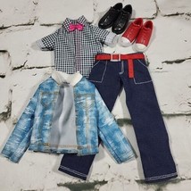 Barbie Ken Boy Doll Clothes Outfit Lot Jeans Jacket Shirt 2 Pairs Shoes ... - £15.50 GBP