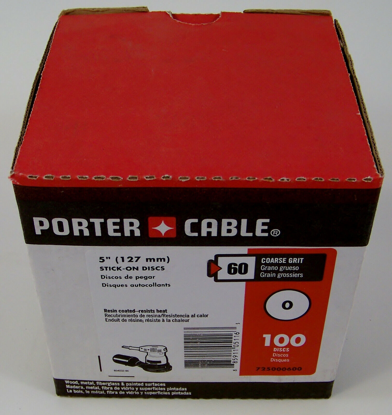 100pc Porter Cable 5" PSA STICK ON Sanding DISC 60 GRIT P60 da sand paper inch - $35.00