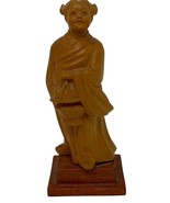 Miniature Hand Carved Wooden Japanese Girl Holding Basket 4.75&quot; - $23.74