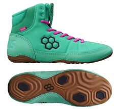 NWOB Rudis Colt 3.0 Wrestling Shoes Teal Pink RUDNC1006 Lace up Youth Si... - $83.65 CAD