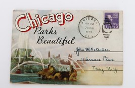 Vintage 1950&#39;s souvenir color folio postcard Chicago Illinois Parks - £7.84 GBP