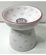 Ceramic Pink Bow Pet Bowl Eccolo Pets Small Dog Cat Bowls NEW - €15,19 EUR