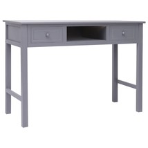 Desk Grey 108x45x76 cm Solid Wood Paulownia - £63.62 GBP