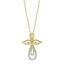 0.05 CT Round Cut Natural Diamond Infinity Pendant Necklace Yellow Gold Plated - £100.72 GBP