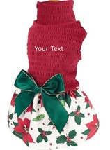 Custom embroidered Christmas Poinsettia dog dress - £28.03 GBP
