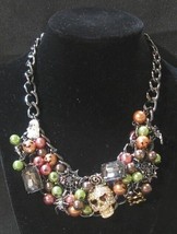 New Betsey Johnson Halloween Pumpkin Sugar Skull Statement Necklace - £74.75 GBP