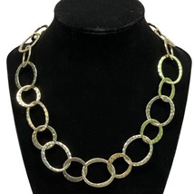 Gold Tone Necklace Hammered Open Circles Vintage 16 Inch Choker Lightweight - £17.52 GBP