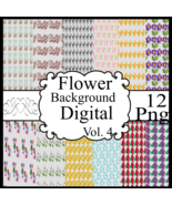 Flower Background Vol. 4-Digital Clipart - $37.17 MXN