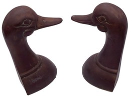Bookends Brass Duck Head Distressed Hunting Cabin Décor Waterfowl Bird Vintage - £13.91 GBP