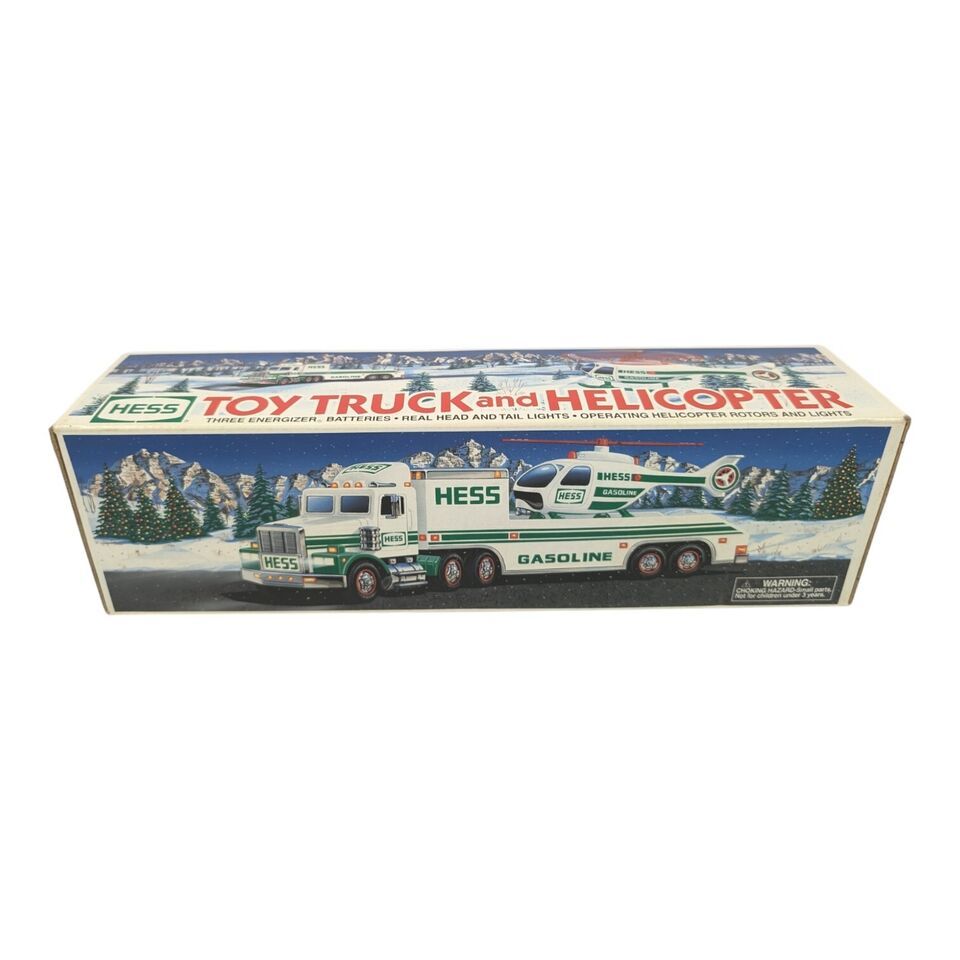 Vintage 1995 HESS TOY TRUCK &amp; HELICOPTER - Lights &amp; Sounds -GEM MINT NEW... - $24.24