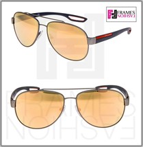 Prada Linea Rossa Lj Silver 55Q Blue Rubber Orange Pink Mirror Sunglasses PS55QS - £142.11 GBP