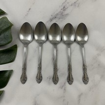 Utica Vintage Saranac Floral Handle Flatware Soup Spoons Lot of 5 Stainless - $15.83