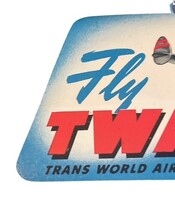 Vintage 1949 Fly TWA Trans World Airline Constellation 6" Baggage Sticker A image 3
