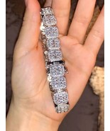 9Ct Round Lab Created Diamond Men&#39;s Charm Tennis Bracelet  14K White Gol... - £706.25 GBP