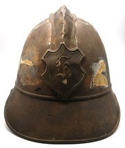 Antique Authentic Victorian Brass French Firemans&#39;s Helmet W/ Front Embl... - $99.00