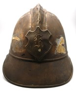 Antique Authentic Victorian Brass French Firemans&#39;s Helmet W/ Front Embl... - $99.00