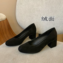 New Soft Leather Pumps Women Basic Spring Square High Heels Office Career Comfor - £46.09 GBP
