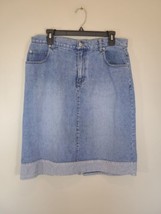 Mountain Lake Denim Maxi Skirt Sz 14 Modest Blue Jean Knee Length - £12.66 GBP