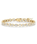 6 Karat Marquise Schnitt Künstlicher Diamant Tennis Link Armband 14K Gel... - $2,345.79 MXN
