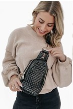 Pretty Simple Black Vegan Leather Waiverly Woven Bag NEW - £63.13 GBP