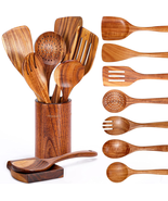 Natural Teak Wooden Kitchen Utensil Set with Spoon Rest  - $25.98 - $100.62