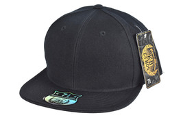 KB Ethos Solid Black Fitted Flat Bill Hat 7 3/4 New - £20.96 GBP