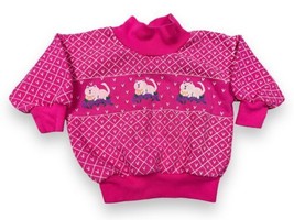 Vtg 90s Baby Girl Cats Kitty Kawaii Puff Paint Pink Sweatshirt AOP Sz 12 Mo - £22.19 GBP