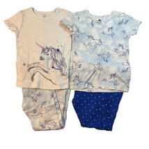 Carters Girls Blue White Unicorn 4 Piece Mix and Match Pajama Set, Size 10 - £7.98 GBP