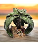 Vtg Unique And Cherished Nativity Scene Nestled In Palm Tree Figurine Po... - $29.69