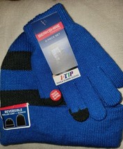 Berkshire Fashions Knit Striped Black Blue Beanie Hat I-Tip Touch Screen... - $22.48