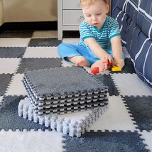 12 Pcs. Plush Puzzle Foam Floor Mat For Kids -- 11 Point 8 Inch Thick - £36.86 GBP