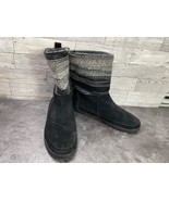 Toms Boots Women 8 M Nepal Jacquard Shoes Gray Black Suede Fur Lined Pul... - $452.49 MXN