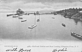 Kingston Point New York~Railroad Station &amp; Boat LANDING-1905 Pstmk Postcard - £7.81 GBP