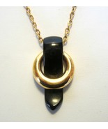 Crown Trifari Pendant Necklace Gold and Jet Black Lucite Plastic MCM 196... - €47,72 EUR