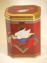 Christmas Angel Lithograph Tin Can Storage Container Xmas Decor - $14.84