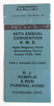 B.J. Rumplik &amp; Son Funeral Home - Cleveland, Ohio 30 Strike Matchbook Cover OH - £1.36 GBP