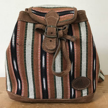 Guatemalan Brown Striped Suede Backpack Purse Bag - £797.51 GBP