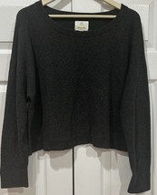 Offline by Aerie Top Womens Large Gray Sweater Alpaca Blend Oversized Cr... - $16.21