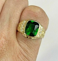 Anello di fidanzamento solitario verde smeraldo taglio cuscino da 3 ct con... - £114.51 GBP